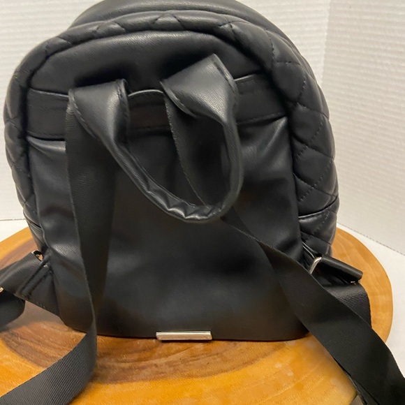 Steve Madden Mini Quilted Black Faux Leather Backpack - Picture 2 of 12